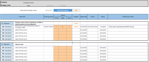 Excel OKR tracking tool
