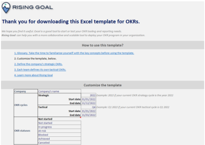 Excel OKR tracking tool